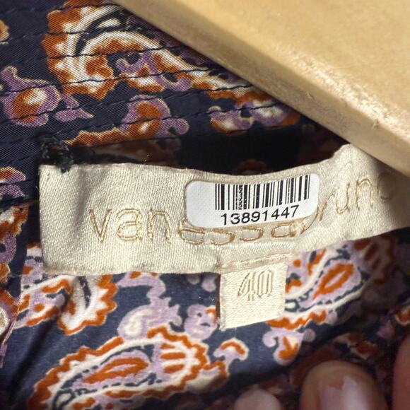 Vanessa Bruno Paolo Paisley Print Long Sleeve Mock Neck Silk Blend Top Size 8 - Picture 12 of 13